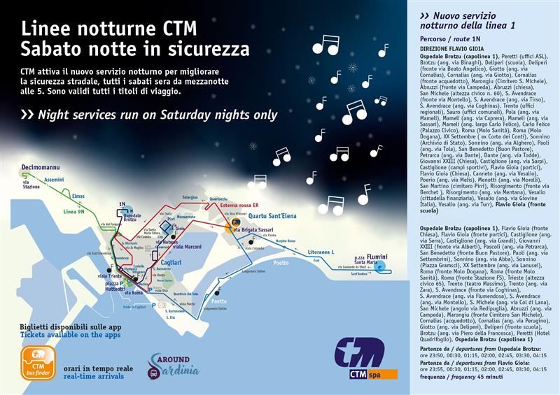 Cagliari: Nuova Linea Notturna 1N in Operatività da Sabato 6 Luglio 2024