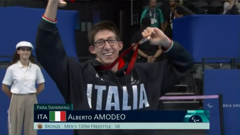 Alberto Amedeo ci regala l'ultima medaglia di giornata con il bronzo nei 100m stile libero S8