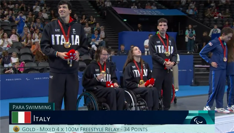 Staffetta d'oro per l'Italia che vince con il record del mondo e chiude in bellezza il nuoto azzurro alla paralimpiade