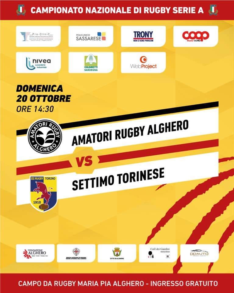 Amatori Rugby Alghero: esordio casalingo contro il Settimo Torinese dopo la sconfitta contro il Calvisano