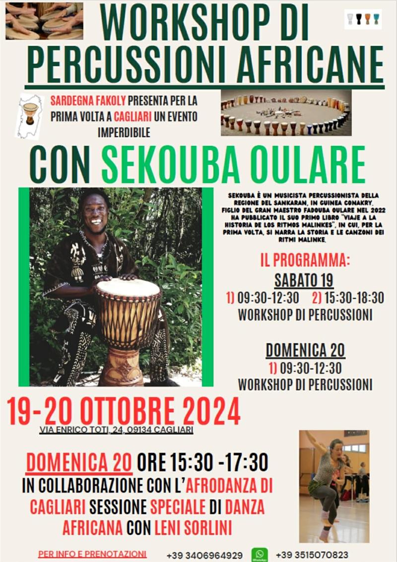 Workshop di percussioni africane con Sekouba Oulare a Cagliari