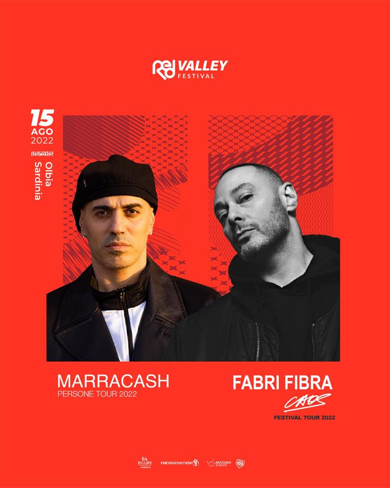 PERSONE TOUR: il 15 agosto al RED VALLEY FESTIVAL di OLBIA, MARRACASH sarà  sul palco insieme a FABRI FIBRA