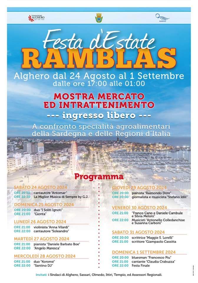 Alghero si prepara a festeggiare l’estate con la "Festa d'Estate Ramblas": un evento imperdibile dal 24 agosto al 1 settembre