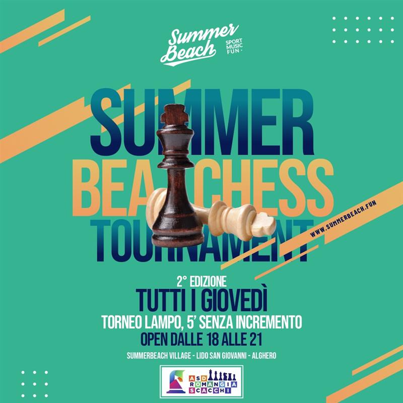 Alghero: Torneo di scacchi in spiaggia al Summerbeach Village - Al via la seconda edizione