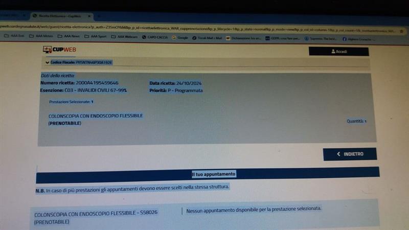 Colonscopie: promesse di abbattimento liste ad Alghero, ma il CUPWEB risponde “Nessun appuntamento disponibile”