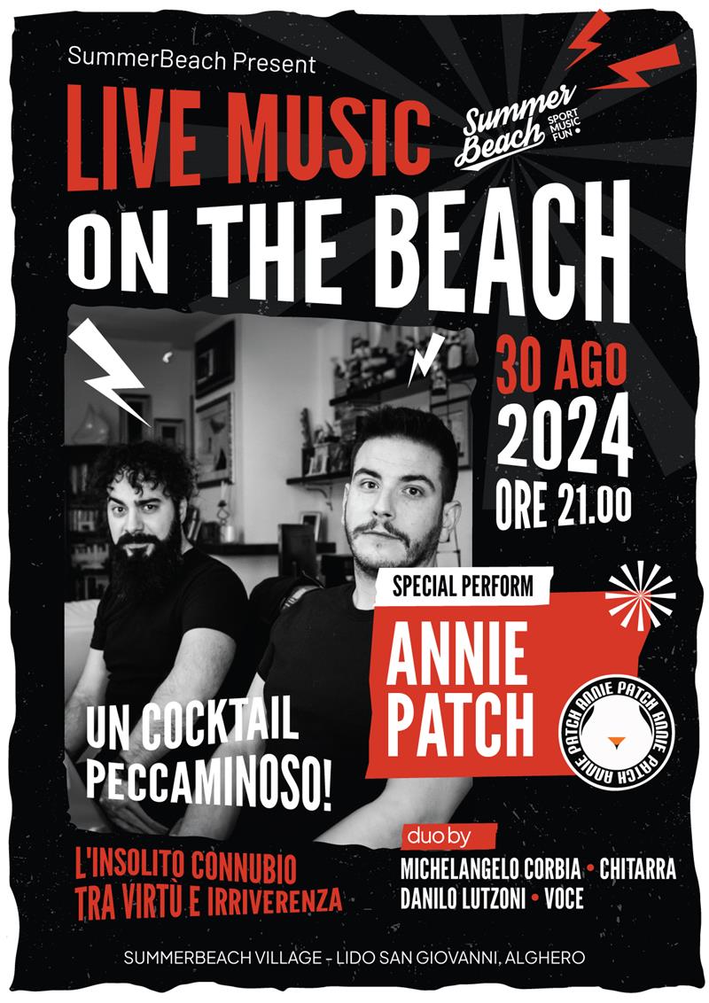 Annie Patch: Musica live sulla spiaggia di Alghero – Un cocktail peccaminoso venerdì al Summerbeach Village