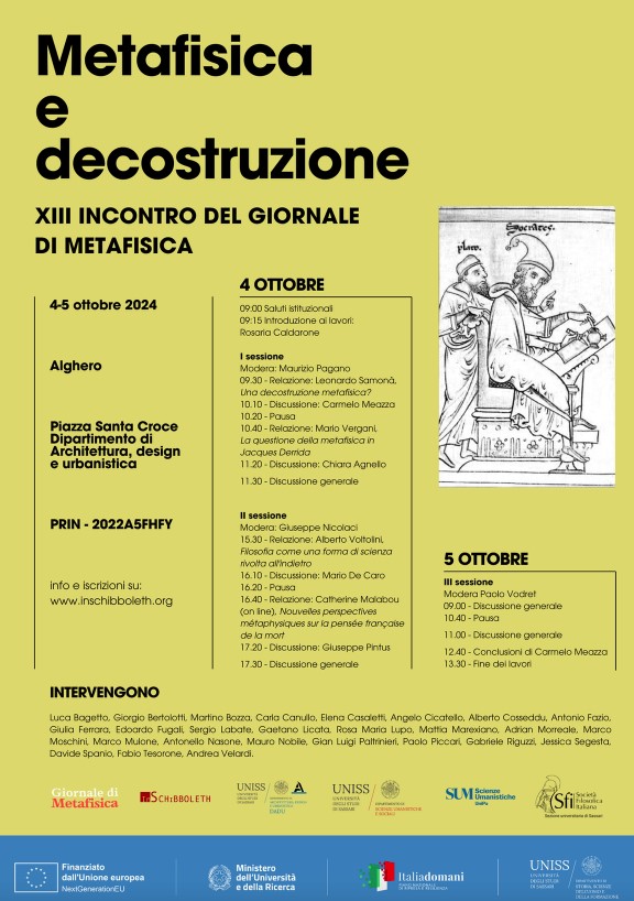 Alghero ospita il XIII Incontro del Giornale di Metafisica: dialoghi sulla fenomenologia francese